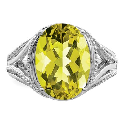 Sterling Silver Lemon Quartz Oval Lemon Ring – view 5