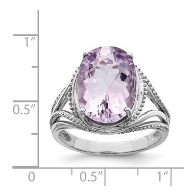 Sterling Silver Rose de France Amethyst Oval Ring – view 3