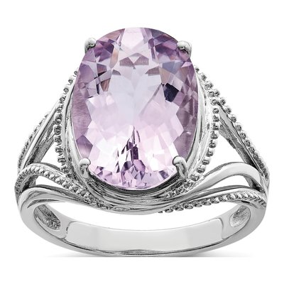 Sterling Silver Rose de France Amethyst Oval Ring