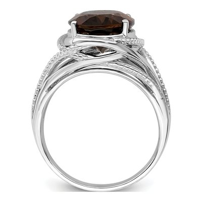 Sterling Silver Smoky Quartz Oval Ring – view 2