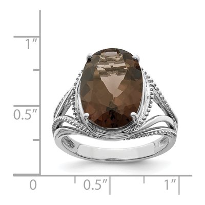 Sterling Silver Smoky Quartz Oval Ring – view 3