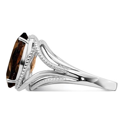 Sterling Silver Smoky Quartz Oval Ring – view 4
