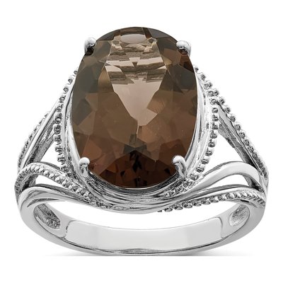 Sterling Silver Smoky Quartz Oval Ring