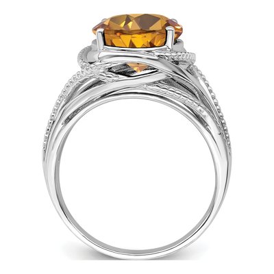 Sterling Silver Whiskey Quartz Oval Whiskey Ring – view 2