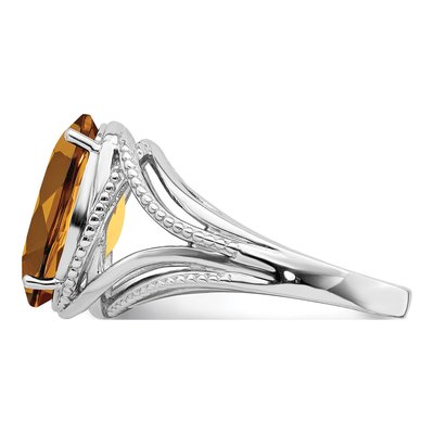 Sterling Silver Whiskey Quartz Oval Whiskey Ring – view 4