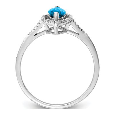Sterling Silver 1/10 ct tw Swiss Blue Topaz & Diamond Ring – view 2