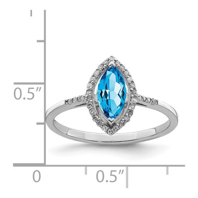 Sterling Silver 1/10 ct tw Swiss Blue Topaz & Diamond Ring – view 3