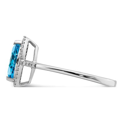 Sterling Silver 1/10 ct tw Swiss Blue Topaz & Diamond Ring – view 4