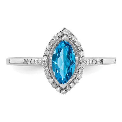Sterling Silver 1/10 ct tw Swiss Blue Topaz & Diamond Ring – view 5