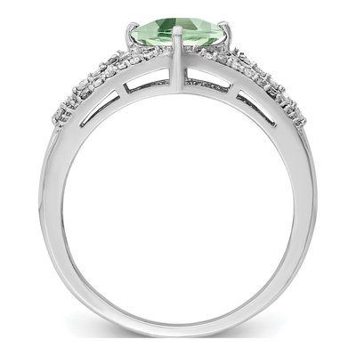 Sterling Silver 0.18 ct tw Green Quartz & Diamond Ring – view 2