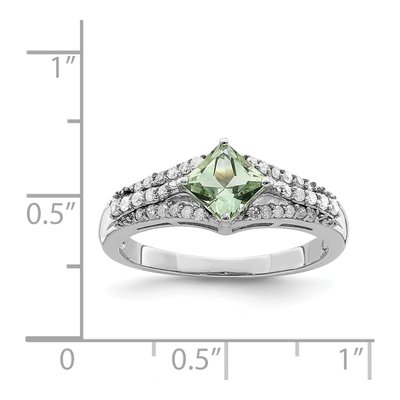 Sterling Silver 0.18 ct tw Green Quartz & Diamond Ring – view 3