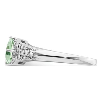 Sterling Silver 0.18 ct tw Green Quartz & Diamond Ring – view 4