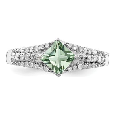 Sterling Silver 0.18 ct tw Green Quartz & Diamond Ring – view 5