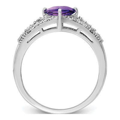 Sterling Silver 0.18 ct tw Amethyst & Diamond Ring – view 2