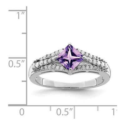 Sterling Silver 0.18 ct tw Amethyst & Diamond Ring – view 3
