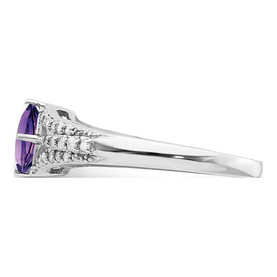 Sterling Silver 0.18 ct tw Amethyst & Diamond Ring – view 4
