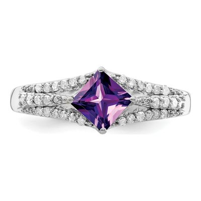 Sterling Silver 0.18 ct tw Amethyst & Diamond Ring – view 5