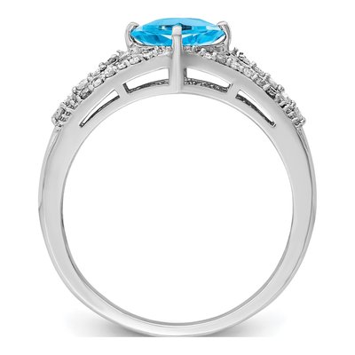 Sterling Silver 0.18 ct tw Swiss Blue Topaz & Diamond Ring – view 2