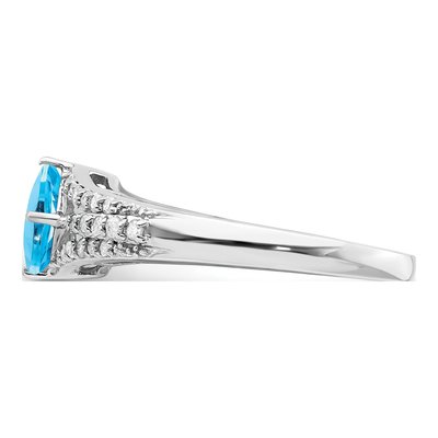 Sterling Silver 0.18 ct tw Swiss Blue Topaz & Diamond Ring – view 4