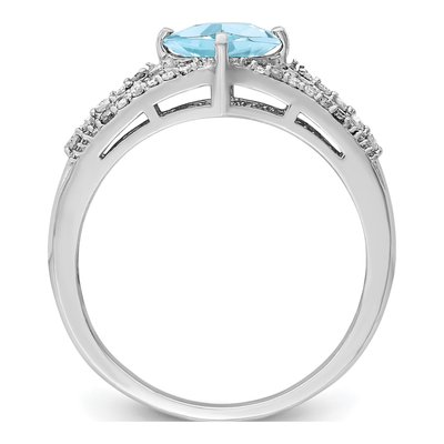 Sterling Silver 0.18 ct tw Sky Blue Topaz & Diamond Ring – view 2