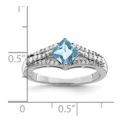 Sterling Silver 0.18 ct tw Sky Blue Topaz & Diamond Ring – view 3