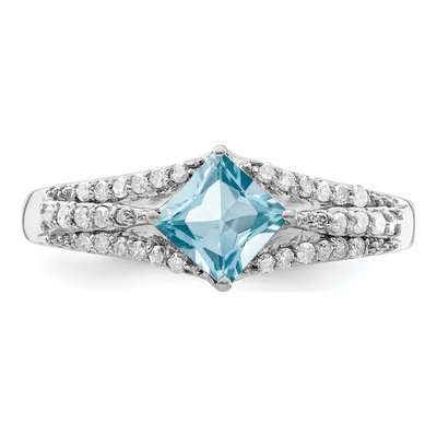 Sterling Silver 0.18 ct tw Sky Blue Topaz & Diamond Ring – view 5