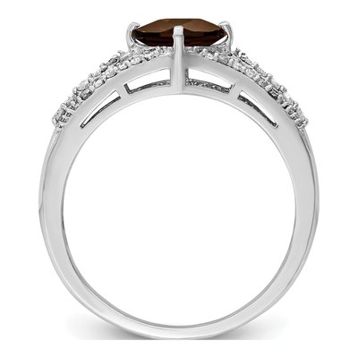 Sterling Silver 0.18 ct tw Smoky Quartz & Diamond Ring – view 2