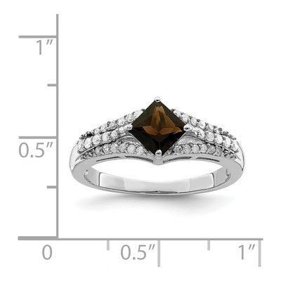 Sterling Silver 0.18 ct tw Smoky Quartz & Diamond Ring – view 3