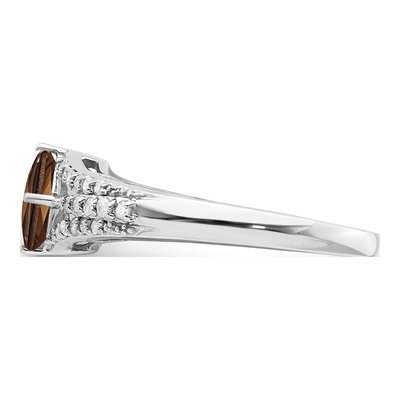 Sterling Silver 0.18 ct tw Smoky Quartz & Diamond Ring – view 4
