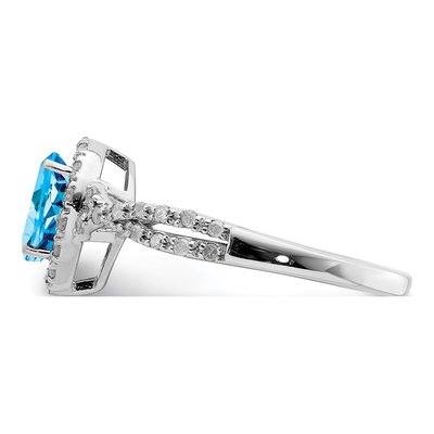 Sterling Silver 0.19 ct tw Swiss Blue Topaz & Diamond Pear Ring – view 4