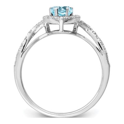 Sterling Silver 0.19 ct tw Sky Blue Topaz & Diamond Ring – view 3