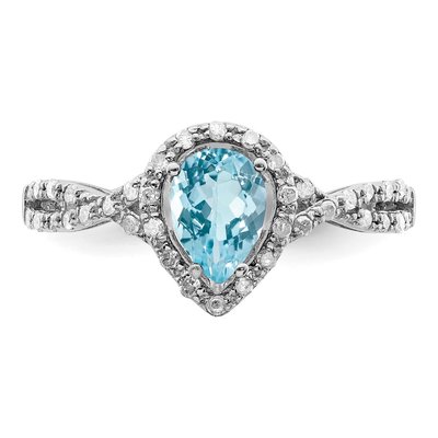 Sterling Silver 0.19 ct tw Sky Blue Topaz & Diamond Ring – view 6
