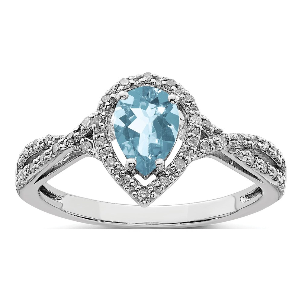Sterling Silver 0.19 ct tw Sky Blue Topaz & Diamond Ring