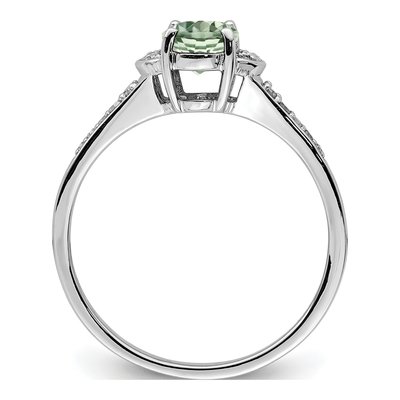 Sterling Silver 1/10 ct tw Green Quartz & Diamond Ring – view 2
