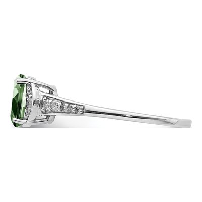 Sterling Silver 1/10 ct tw Green Quartz & Diamond Ring – view 3
