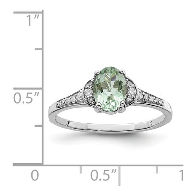 Sterling Silver 1/10 ct tw Green Quartz & Diamond Ring – view 4