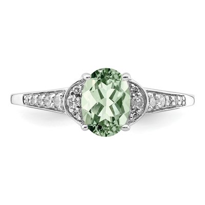 Sterling Silver 1/10 ct tw Green Quartz & Diamond Ring – view 5