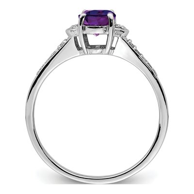 Sterling Silver 1/10 ct tw Amethyst & Diamond Oval Ring – view 2