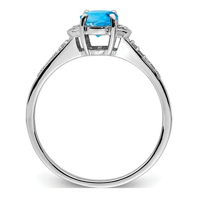 Sterling Silver 1/10 ct tw Swiss Blue Topaz & Diamond Oval Ring – view 3