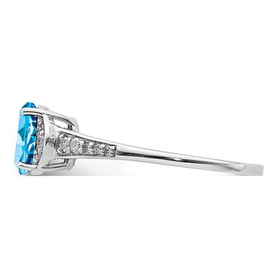 Sterling Silver 1/10 ct tw Swiss Blue Topaz & Diamond Oval Ring – view 5