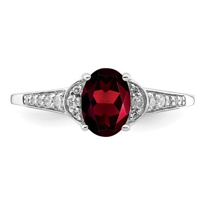 Sterling Silver 1/10 ct tw Garnet & Diamond Ring – view 6