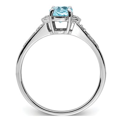 Sterling Silver 1/10 ct tw Sky Blue Topaz & Diamond Ring – view 3