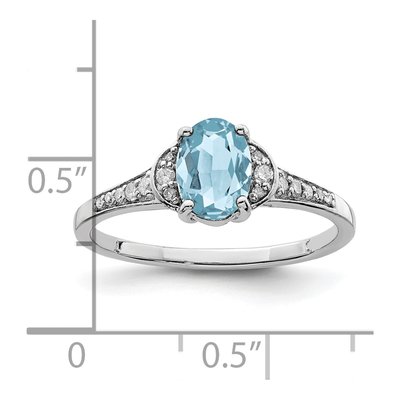 Sterling Silver 1/10 ct tw Sky Blue Topaz & Diamond Ring – view 5