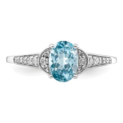 Sterling Silver 1/10 ct tw Sky Blue Topaz & Diamond Ring – view 6