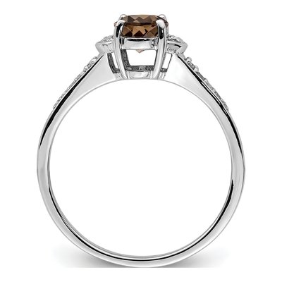Sterling Silver 1/10 ct tw Smoky Quartz & Diamond Ring – view 3