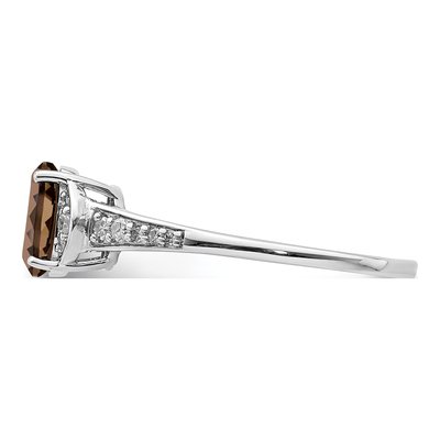 Sterling Silver 1/10 ct tw Smoky Quartz & Diamond Ring – view 4