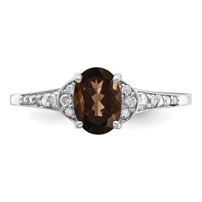 Sterling Silver 1/10 ct tw Smoky Quartz & Diamond Ring – view 6