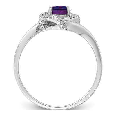 Sterling Silver 1/10 ct tw Amethyst & Diamond Oval Ring – view 2