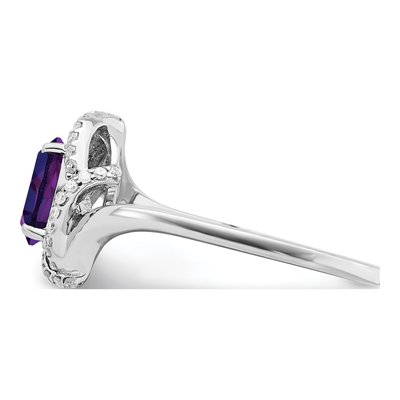 Sterling Silver 1/10 ct tw Amethyst & Diamond Oval Ring – view 3