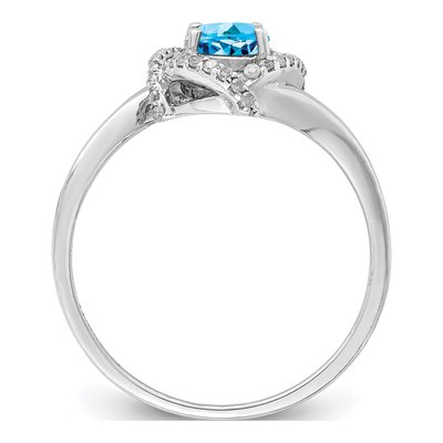 Sterling Silver 1/10 ct tw Swiss Blue Topaz & Diamond Oval Ring – view 2